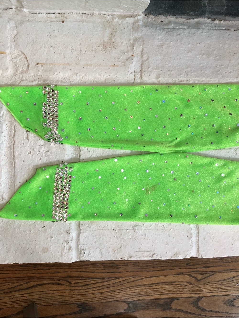 Lime Green Halter top leotard Dance Costume with Rhinestones and arm bands - Picture 9 of 15